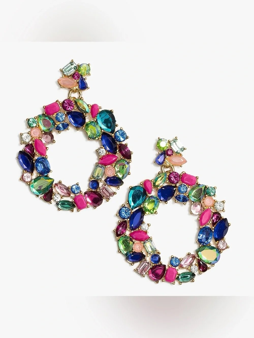 NWT J. Crew Colorful Wreath Statement Earrings
